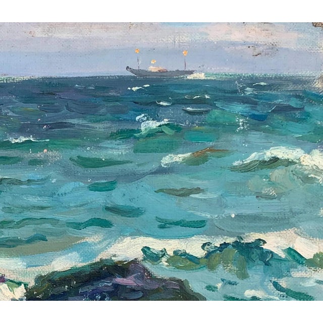 Realism Original Seascape Oil Painting, Ukrainian Artist, 1961 39-45 For Sale - Image 3 of 6