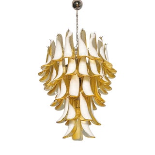 Vintage Italian Murano Chandelier with Caramel Glass Petals, 1990s For Sale