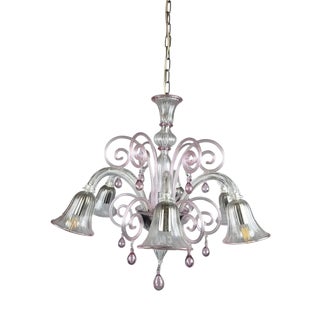 20th Century Murano Glass 6-Arm Chandelier with Scrollwork For Sale