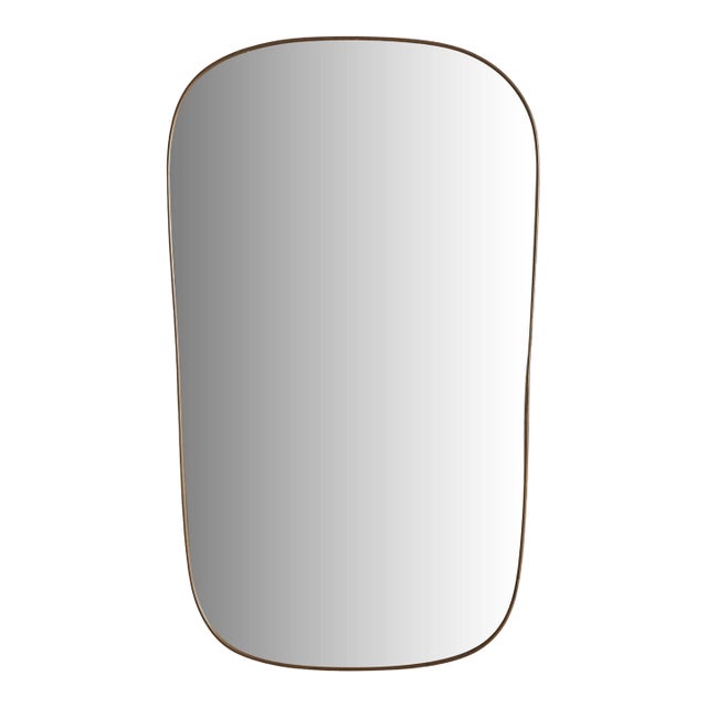 Modern Brass Mirror with Rounded Corners, France 20th Century For Sale