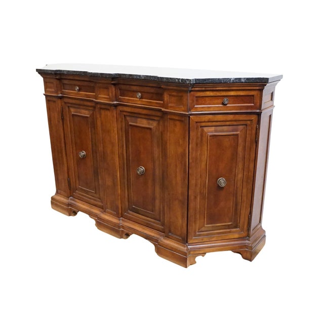 BERNHARDT FURNITURE Solid Cherry Contemporary Italian Neoclassical Tuscan Style 73" Buffet w. Granite Top 802-133 43.5"...