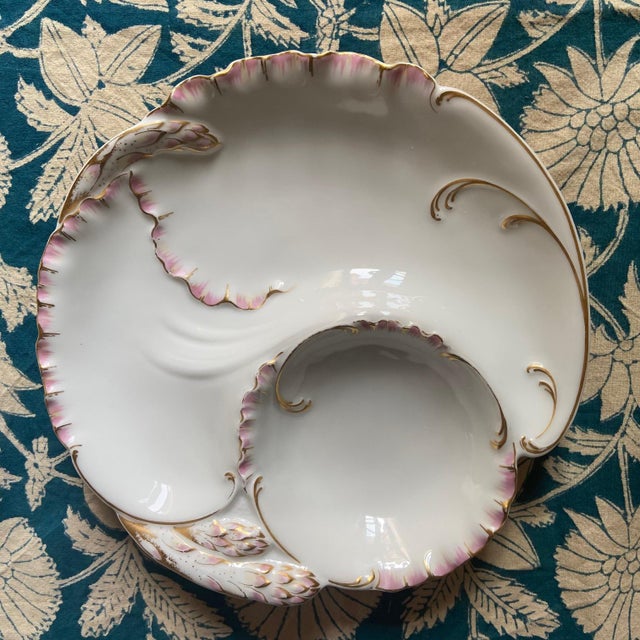 French Porcelain Artichoke Asparagus Plates from Haviland Limoges, 1930, Set of 3 For Sale - Image 3 of 10