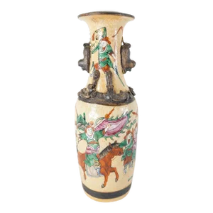 19th Century Chinese Chinoiserie Famille Verte Vase With Figures