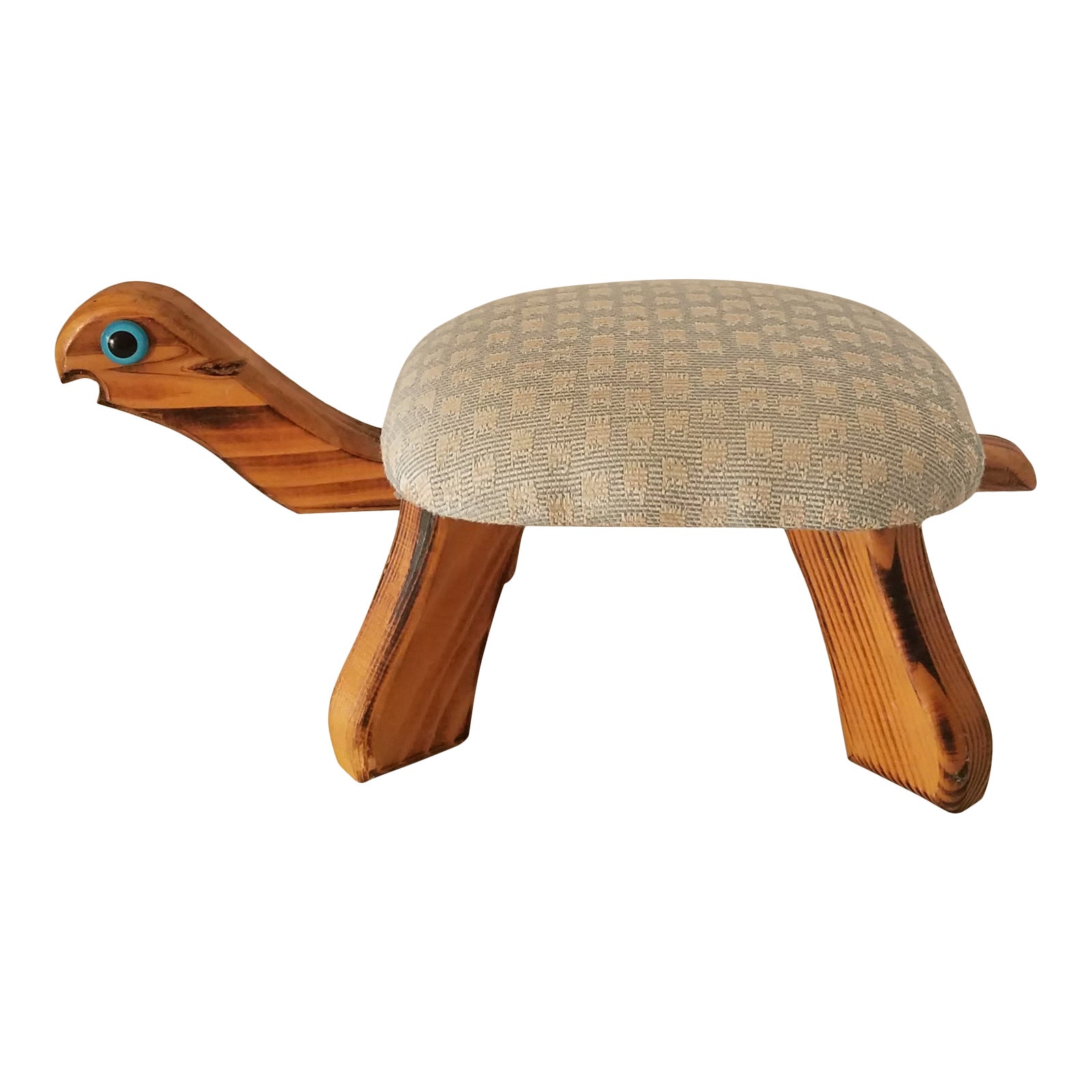 Vintage Knotty Pine Upholstered Turtle Foot Rest Chairish