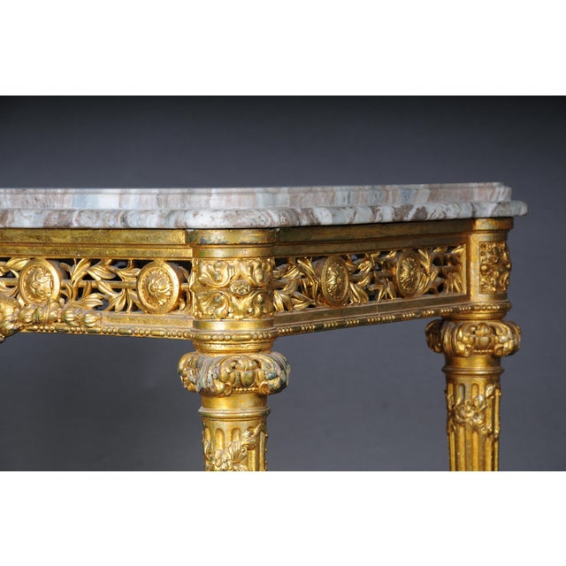 Antique Gilded Console Table with Marble, Paris. 1860s For Sale - Image 15 of 18