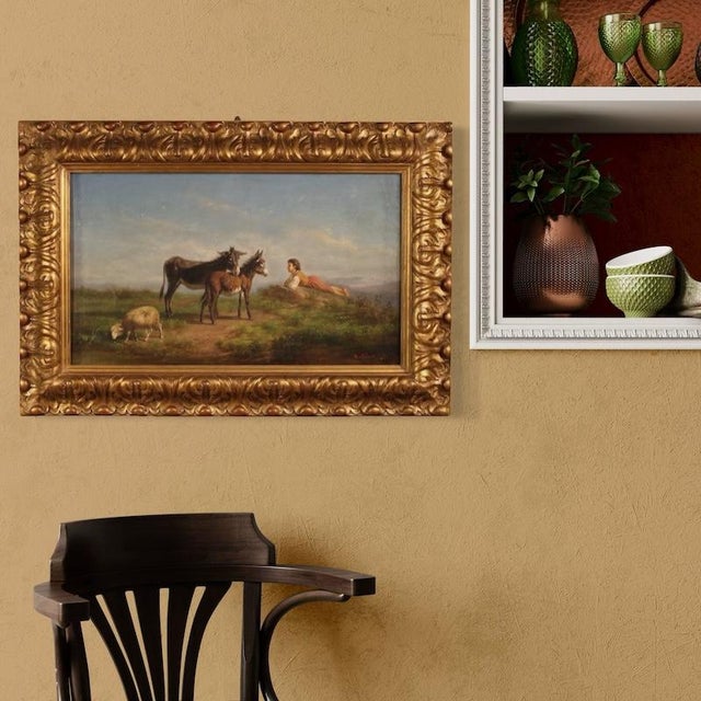 Italian Artist, Bucolic Landscape, 1875, Oil on Canvas For Sale - Image 9 of 14