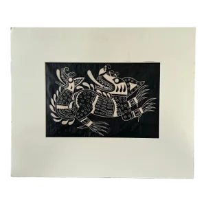 Signed 1970s Pedro Puerta "Dragon Number 3" 7/100 Wood Block Print