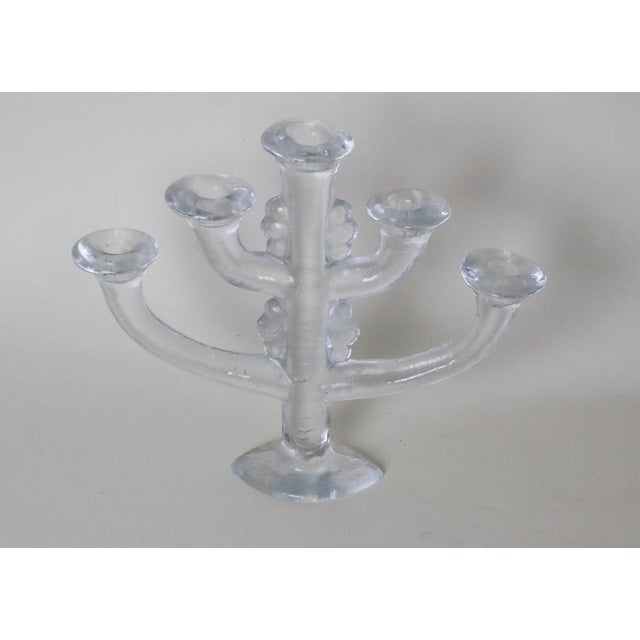 Swedish Ice Glass 5-Armed Candleholder from Pukeberg, 1970s For Sale - Image 3 of 9