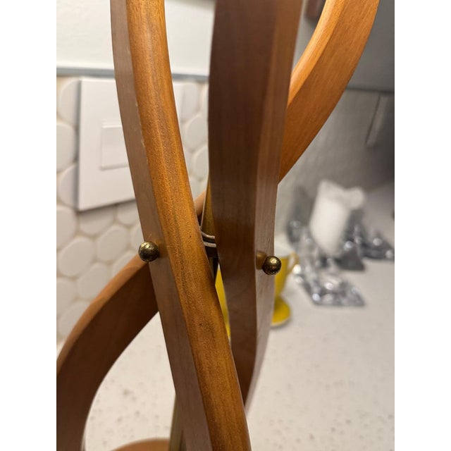 1960s Sculptural Hardwod & Brass Flower-Form Table Lamp For Sale - Image 9 of 10
