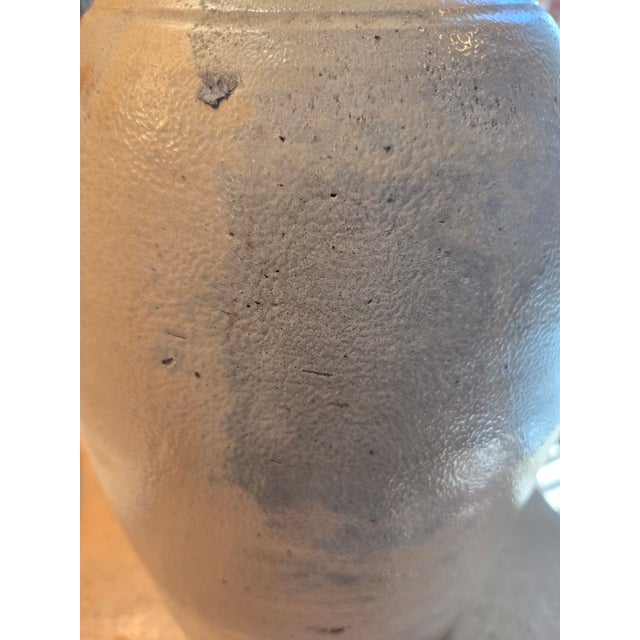 19th C. 2 Gallon Salt Glaze Stoneware Jug - Ovoid, 15" Primitive 1800s Farmhouse For Sale - Image 16 of 18