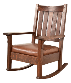 Gustav Stickley Antique Mission Oak Arts & Crafts Rocking Chair, Circa 1910