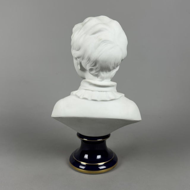 Sculpture Bust of a Child in Biscuit Porcelain from C. Tharaud, Limoges, 20th Century For Sale - Image 3 of 12