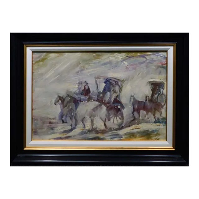 Earl Biss "The Buggy Riders on a Snowy Day" Hand Signed Original Oil Painting For Sale