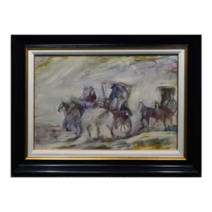 Earl Biss "The Buggy Riders on a Snowy Day" Hand Signed Original Oil Painting