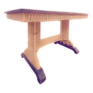 Heywood-Wakefield Wicker Library Table For Sale