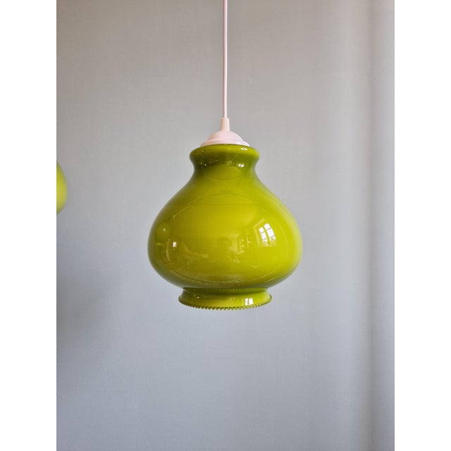 Vintage Pendant Light in Green Opaline, 1960s For Sale - Image 11 of 17