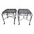 Pair of French Wrought Iron Square Accent Tables, Lattice Tops and Scroll Legs For Sale