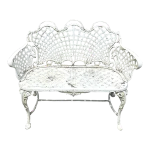 Vintage Regency Web Wrought Iron Bench