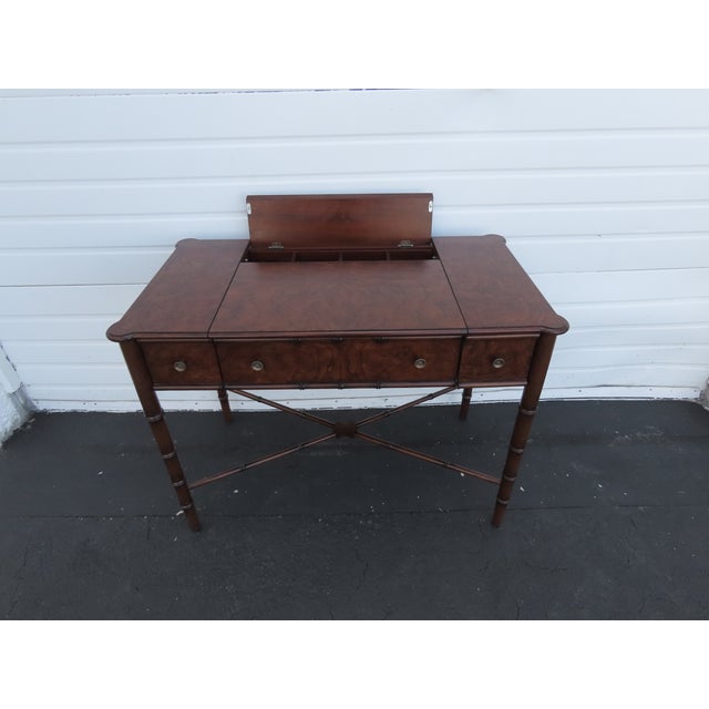Hollywood Regency Henry Link Bali Hai Style Faux Bamboo Computer Desk 6438a For Sale - Image 12 of 16