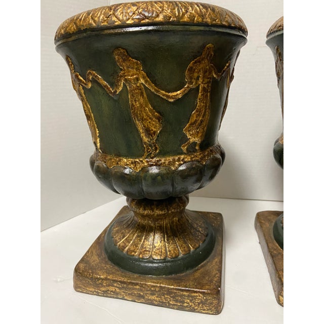 Mid 20th Century Maitland Smith Style Campagna Frieze Urns - A Pair For Sale - Image 5 of 13