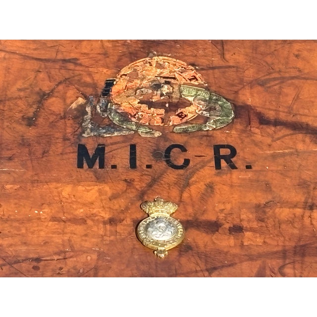 Campaign Late 19th C. Leather and Timber Luxury Travel Trunk - Exceptional Detailing and Pedigree For Sale - Image 3 of 13