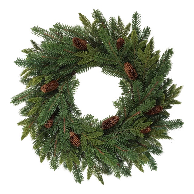 Pine and Pinecone Wreath 24"D For Sale