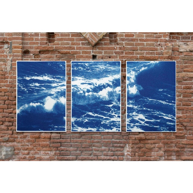 2020 Australian Landscape Nautical Triptych Cyanotype Print on Watercolor PaperMulti Paneled Art by Kind of Cyan - Set of 3 For Sale - Image 9 of 12