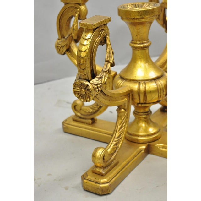 Vintage Italian Hollywood Regency Gold Gilt Metal Double Pedestal Coffee Table For Sale - Image 11 of 18