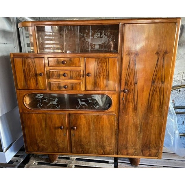 Art Deco Sideboard in Walnut and Glass For Sale - Image 12 of 12