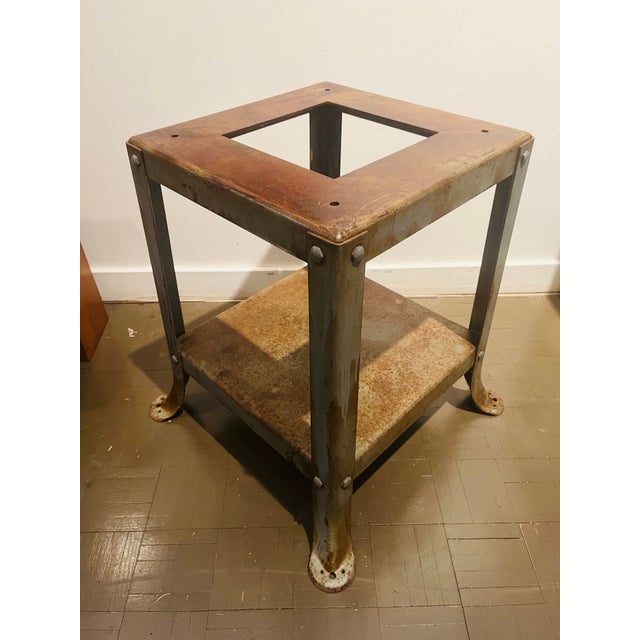 1940s Vintage Industrial Metal Pedestal Table Base For Sale - Image 5 of 7