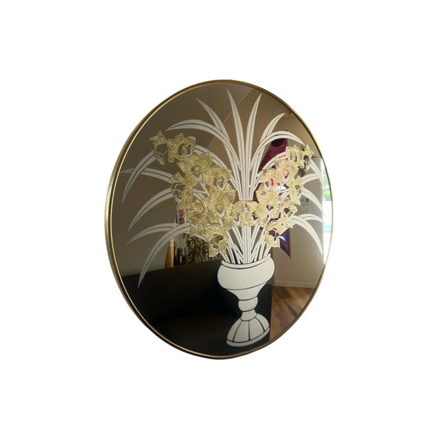 Postmodern 1980s Richard Sandoval Windsor Wall Octagon Brass Mirror Flowers Vase For Sale - Image 12 of 12