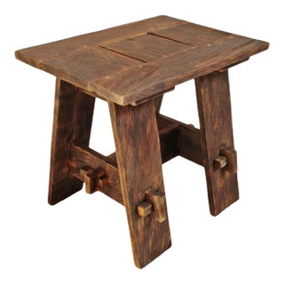 Modern Outdoor Indoor Barn Wood Side Table For Sale