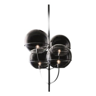 Chromium-Plated Lyndon Suspension Lamp with Glass by Vico Magistretti for Oluce For Sale