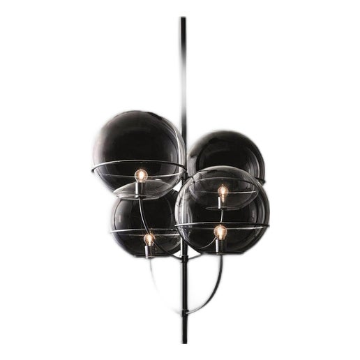 Chromium-Plated Lyndon Suspension Lamp with Glass by Vico Magistretti for Oluce For Sale