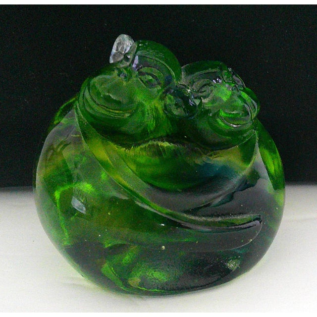 Liuli Gongfang Signed Ltd Ed Art Glass Sculpture Green Pâte-de-Verre Crystal #92/3330 Great vintage condition, made in...