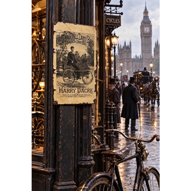 This is a rectangular lithographed tin advertising sign reproducing the cover of the 1894 sheet music for Fare You Well,...