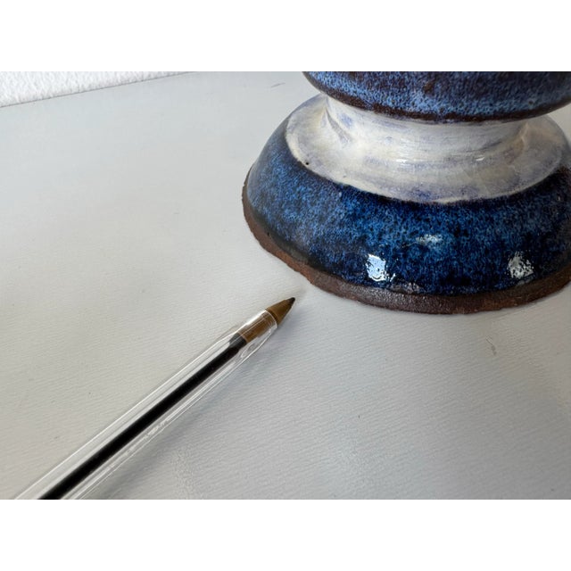 1980’s Vintage Organic Handmade and Painted Ceramic Pedestal Bowl by Mattaway For Sale - Image 11 of 12