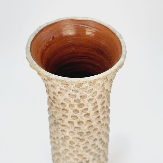 Mid-Century Modern Vintage Ceramic Beige Vase, 1970s For Sale - Image 3 of 13