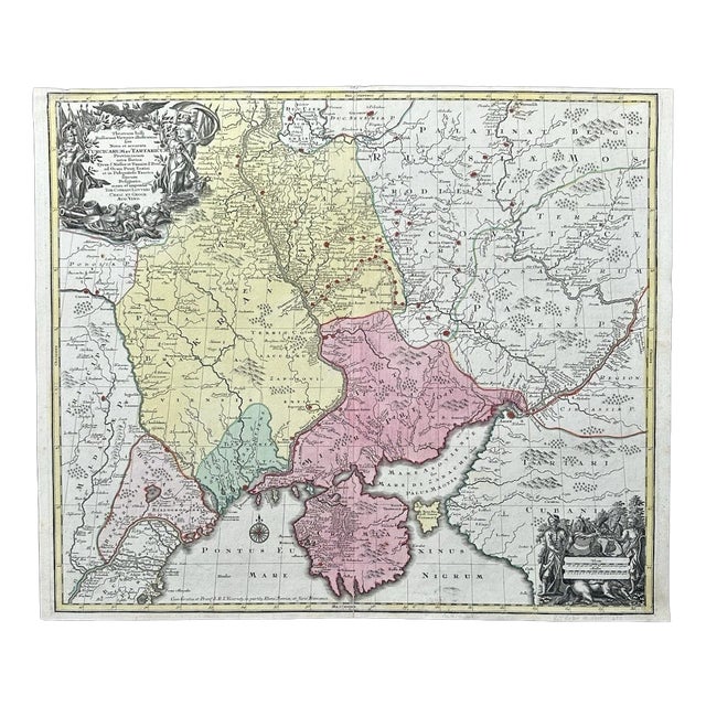 Theatrum Belli Turcicarum et Tartaricum: Ukraine and Crimea Map from Tobias Conrad Lotter, 1740 For Sale