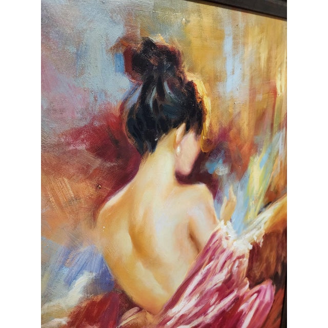 2000 - 2009 Large Signed Contemporary Figurative Acrylic Painting in Ornate Wood Frame For Sale - Image 5 of 14