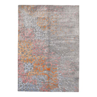 Modern Hand-Knotted Wool & Silk Rug 5'6" X 7'10" For Sale