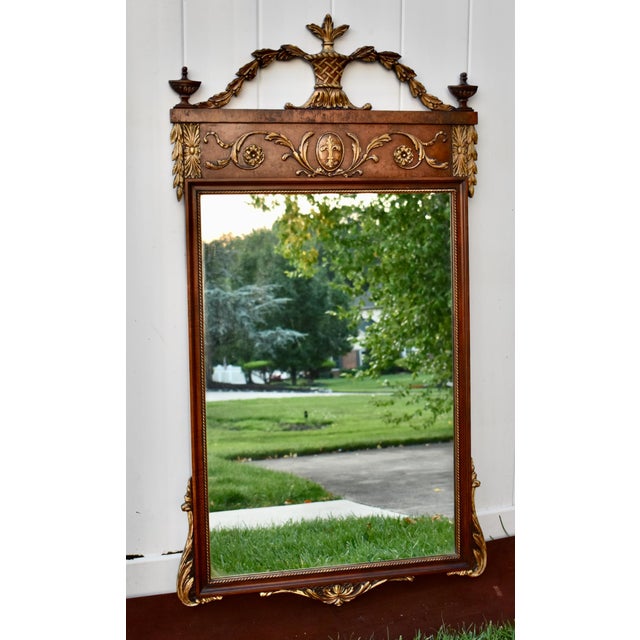 Antique Louis XVI Style Walnut Pier Wall Mirror Neoclassical Gilt Urn Crest For Sale - Image 16 of 18