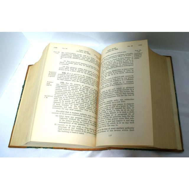 Animal Skin Antique Tan Leather Public General Acts Marble Paper Book London 1935 For Sale - Image 7 of 11