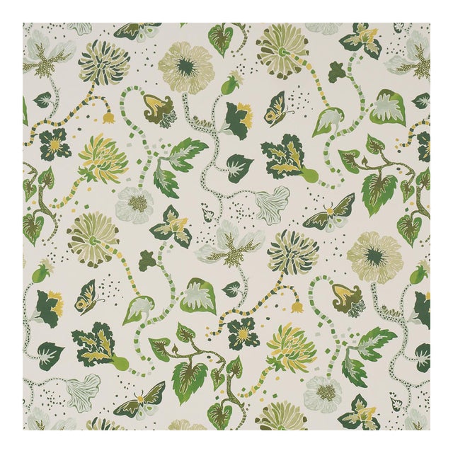 Sample - Schumacher x Happy Menocal Gloriette Wallcovering in Green For Sale