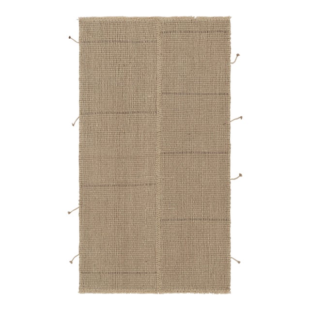 Rug & Kilim's Accent Kilim With Textural Beige and Faded Brown Stripes For Sale
