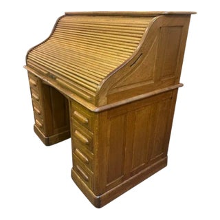 Edwardian Oak 1920's Rolltop Desk Excellent Condition For Sale