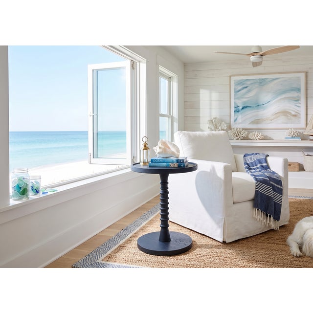 Threaded Drink Table Navy Blue For Sale - Image 9 of 10