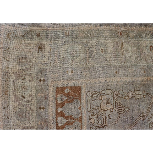 Turkish Oushak Rug With Muted Colors in Taupe, Gray, Ice Blue and L.Green For Sale - Image 13 of 15