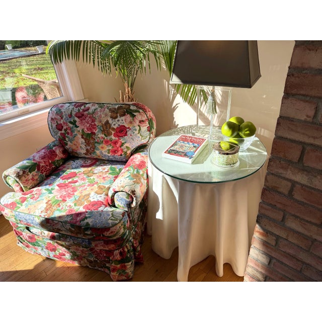 English Custom Floral Upholstered Club Chair Attributed to Mario Buatta For Sale - Image 3 of 18