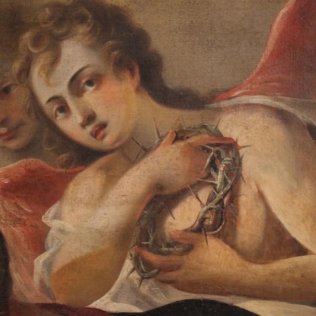 Italian Artist, Madonna of Sorrows with Angels, 1680, Oil on Canvas For Sale - Image 15 of 16